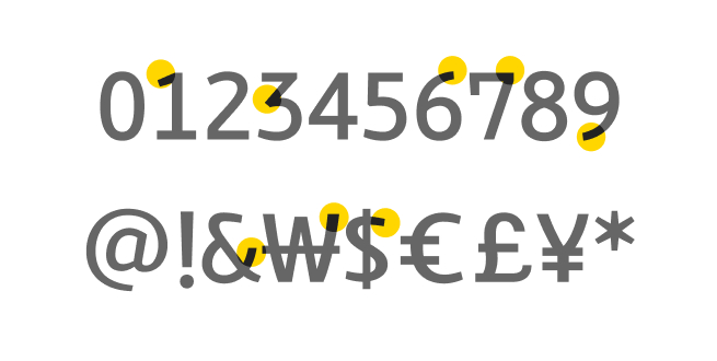 Numbers and special symbols font for the  body text of KB Financial Group